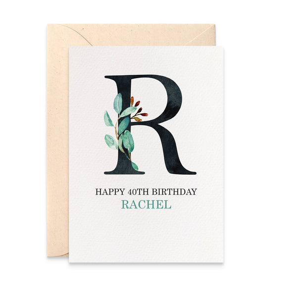 Personalised Eucalyptus Letter Greeting Card by mumandmehandmadedesigns- An Australian Online Stationery and Card Shop