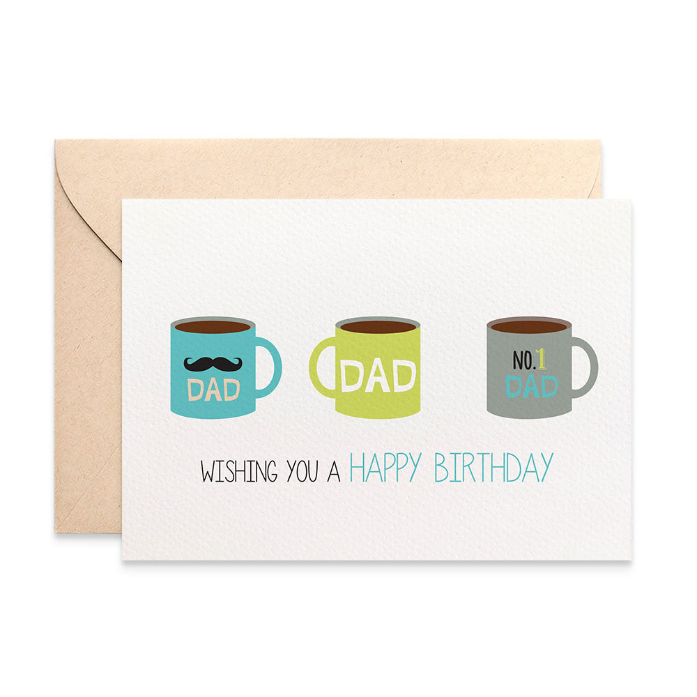 Coffee Cups for Dad Greeting Card by mumandmehandmadedesigns- An Australian Online Stationery and Card Shop