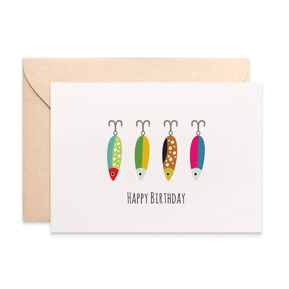 Fishing Lures Greeting Card by mumandmehandmadedesigns- An Australian Online Stationery and Card Shop