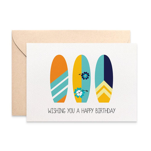 Surfboards Greeting Card by mumandmehandmadedesigns- An Australian Online Stationery and Card Shop