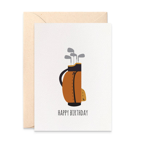 Golf Bag and Clubs Greeting Card by mumandmehandmadedesigns- An Australian Online Stationery and Card Shop