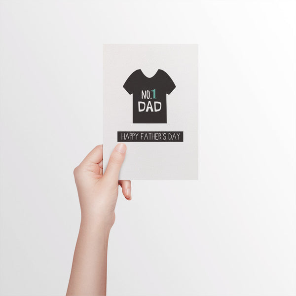 No. 1 Dad T-shirt Greeting Card by mumandmehandmadedesigns- An Australian Online Stationery and Card Shop