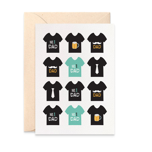 Black Dad T-shirts Greeting Card by mumandmehandmadedesigns- An Australian Online Stationery and Card Shop