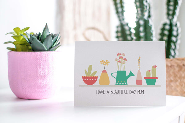 Succulent and Pot Plants Greeting Card by mumandmehandmadedesigns- An Australian Online Stationery and Card Shop