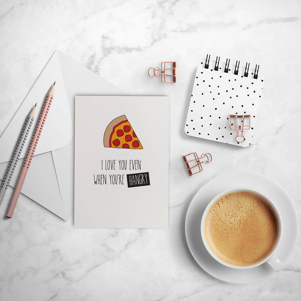 Hangry Pizza Greeting Card by mumandmehandmadedesigns- An Australian Online Stationery and Card Shop