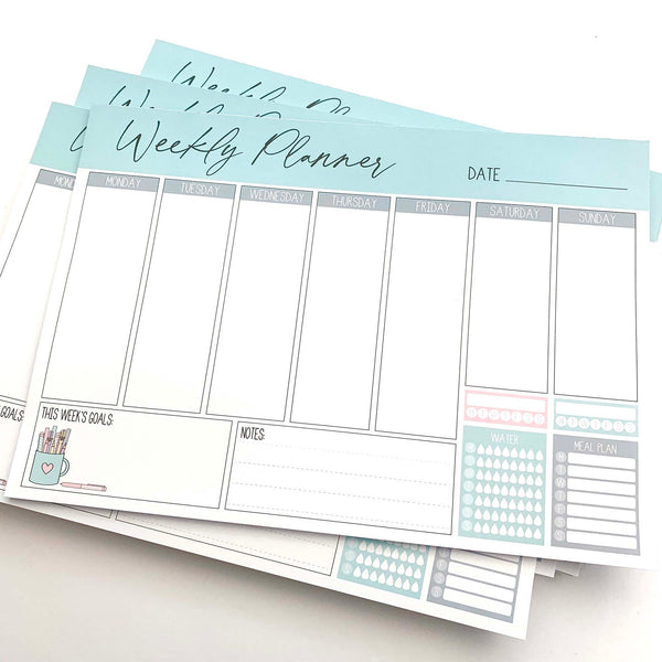 Blue Weekly Planner Notepad A4