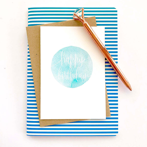 Watercolour Circle - Turquoise Greeting Card by mumandmehandmadedesigns- An Australian Online Stationery and Card Shop