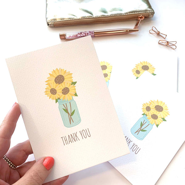 Set of 5 - Sunflowers Greeting Cards by mumandmehandmadedesigns- An Australian Online Stationery and Card Shop