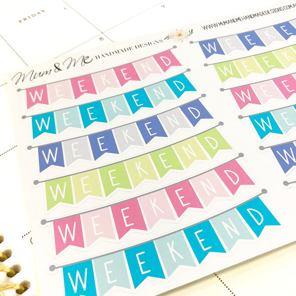 Stickers - Weekend Banner-Planner Stickers by Mum and Me Handmade Designs - An Australian Online Stationery, Planner Stickers and Card Shop