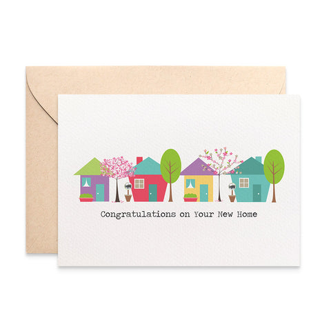 Houses with Trees Greeting Card by mumandmehandmadedesigns- An Australian Online Stationery and Card Shop
