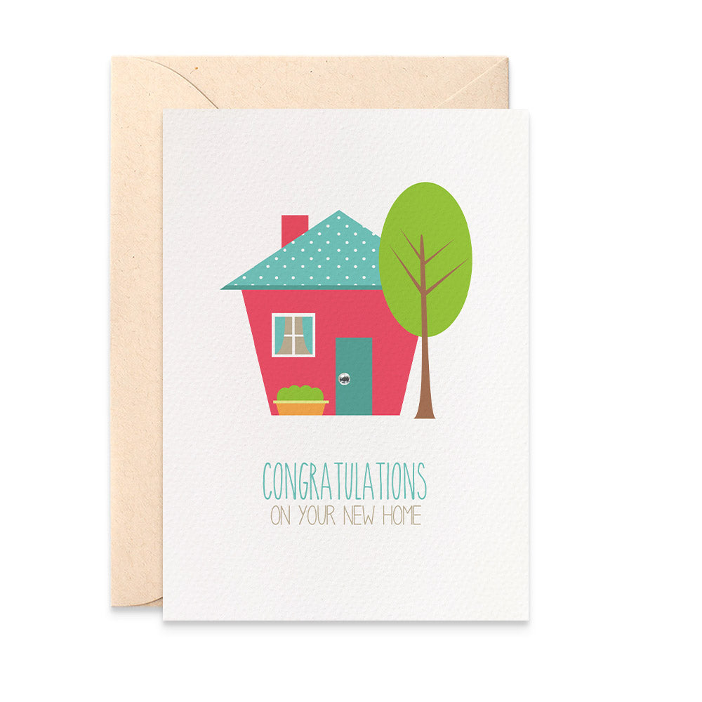Bright House with Tree Greeting Card by mumandmehandmadedesigns- An Australian Online Stationery and Card Shop