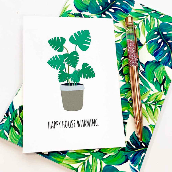 Monstera Plant Greeting Card by mumandmehandmadedesigns- An Australian Online Stationery and Card Shop