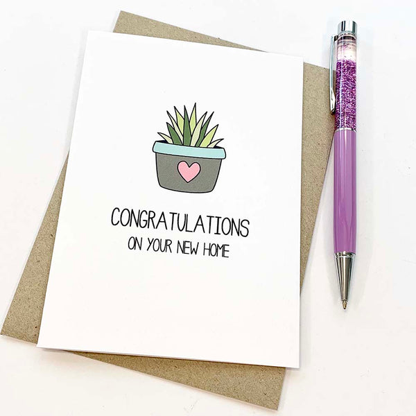 Pot Plant with Heart Greeting Card by mumandmehandmadedesigns- An Australian Online Stationery and Card Shop