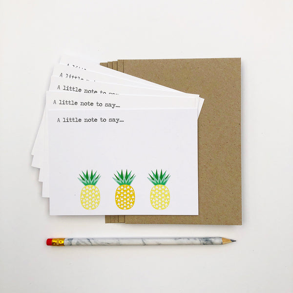 Set of 5 - Pineapples Notecards by mumandmehandmadedesigns- An Australian Online Stationery and Card Shop