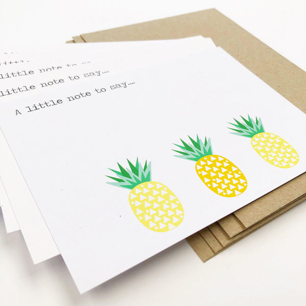 Set of 5 - Pineapples Notecards by mumandmehandmadedesigns- An Australian Online Stationery and Card Shop