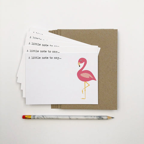 Set of 5 - Flamingo Notecards by mumandmehandmadedesigns- An Australian Online Stationery and Card Shop