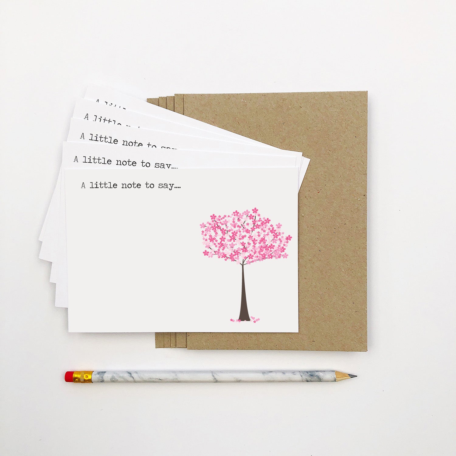 Set of 5 - Cherry Blossom Notecards by mumandmehandmadedesigns- An Australian Online Stationery and Card Shop