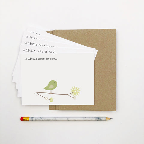 Set of 5 - Bird on Branch Notecards by mumandmehandmadedesigns- An Australian Online Stationery and Card Shop