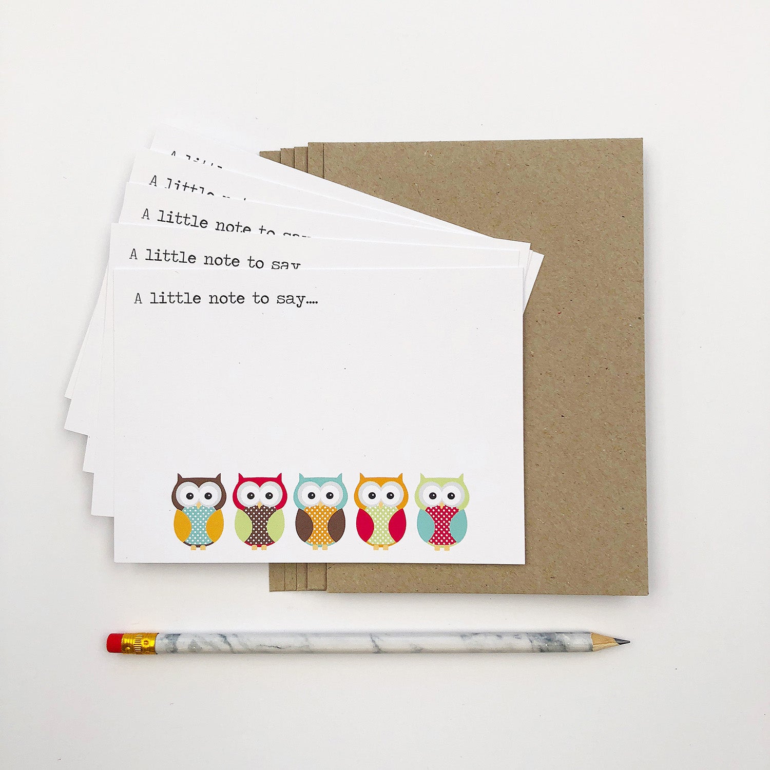Set of 5 - Owls Notecards by mumandmehandmadedesigns- An Australian Online Stationery and Card Shop