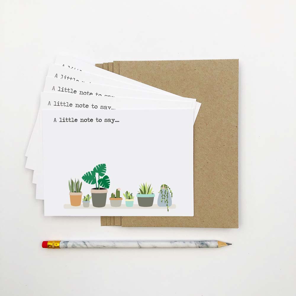 Set of 5 - Indoor Plants Notecards by mumandmehandmadedesigns- An Australian Online Stationery and Card Shop