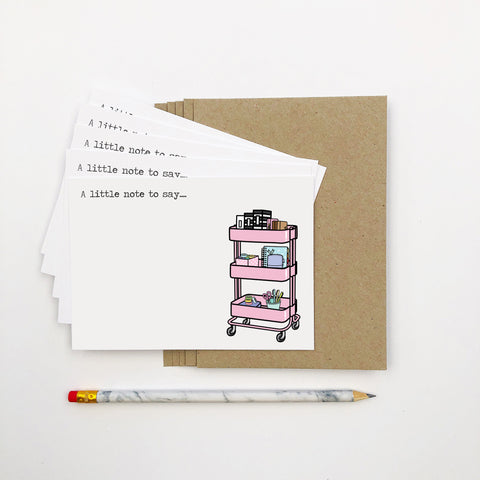 Set of 5: Planner Trolley Notecards by mumandmehandmadedesigns- An Australian Online Stationery and Card Shop