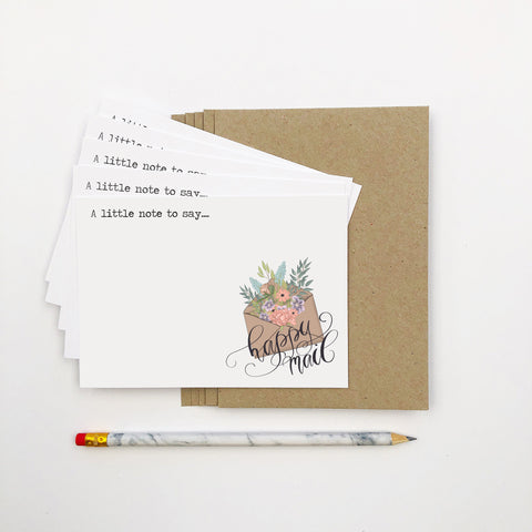 Set of 5: Spring Happy Mail Notecards by mumandmehandmadedesigns- An Australian Online Stationery and Card Shop