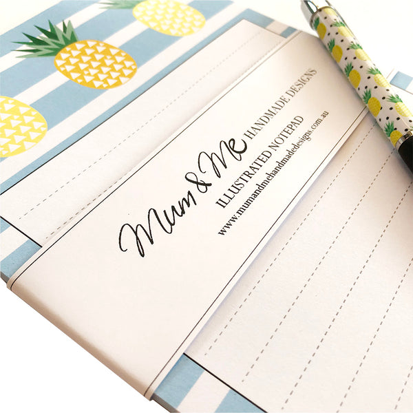 Pineapple Notepad A5 Notepads by mumandmehandmadedesigns- An Australian Online Stationery and Card Shop