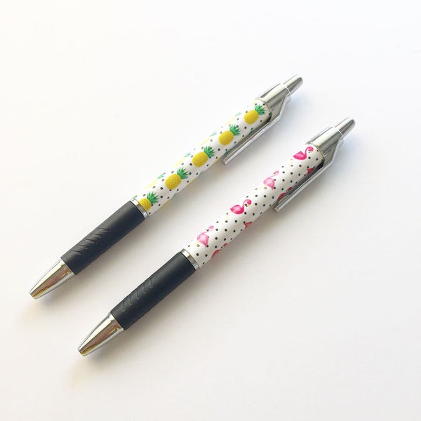 Pens - Flamingo/Pineapple Pens by mumandmehandmadedesigns- An Australian Online Stationery and Card Shop