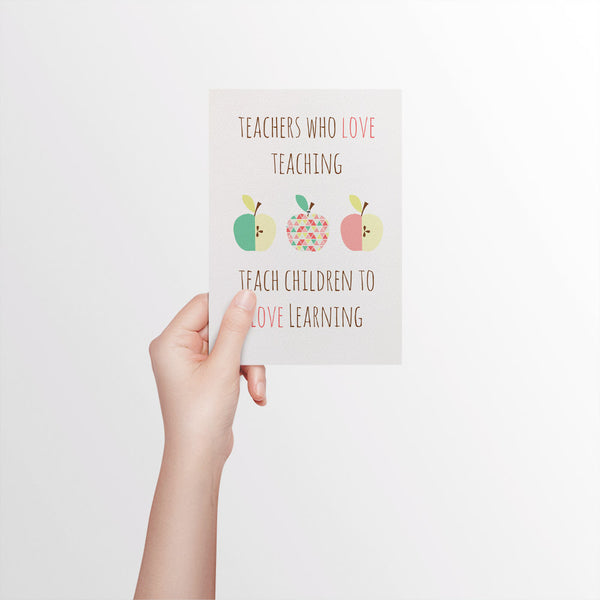 Teachers Quote with Apples Greeting Card by mumandmehandmadedesigns- An Australian Online Stationery and Card Shop