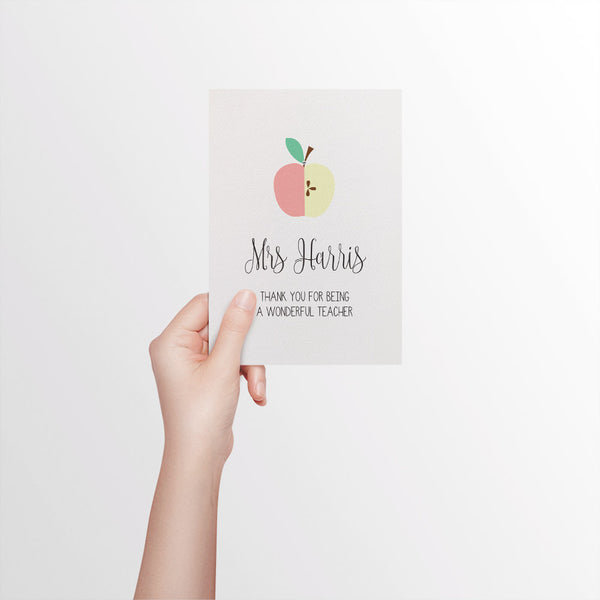 Personalised Teacher Card - Blush Greeting Card by mumandmehandmadedesigns- An Australian Online Stationery and Card Shop