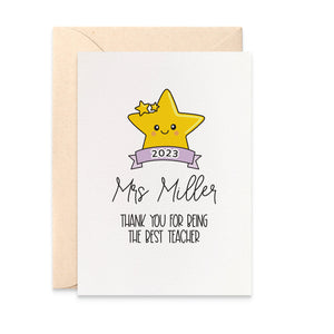 Personalised Teacher Card: Gold Star