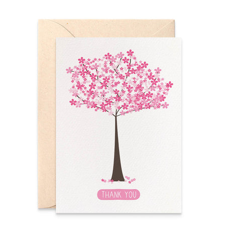 Thank You - Cherry Blossom Greeting Card by mumandmehandmadedesigns- An Australian Online Stationery and Card Shop