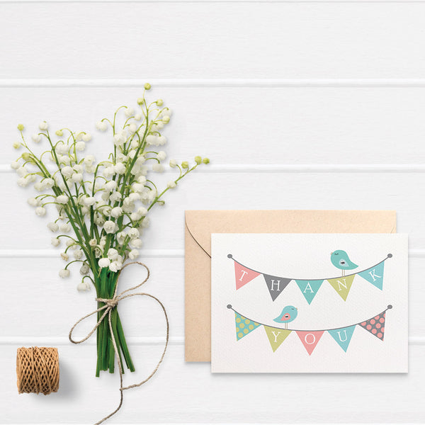 Thank You Bunting Greeting Card by mumandmehandmadedesigns- An Australian Online Stationery and Card Shop