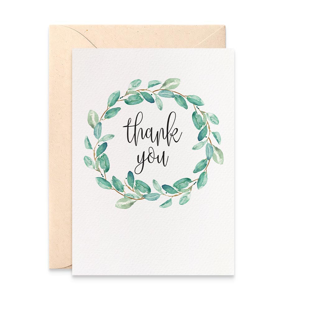 Thank You Eucalyptus Wreath Greeting Card by mumandmehandmadedesigns- An Australian Online Stationery and Card Shop