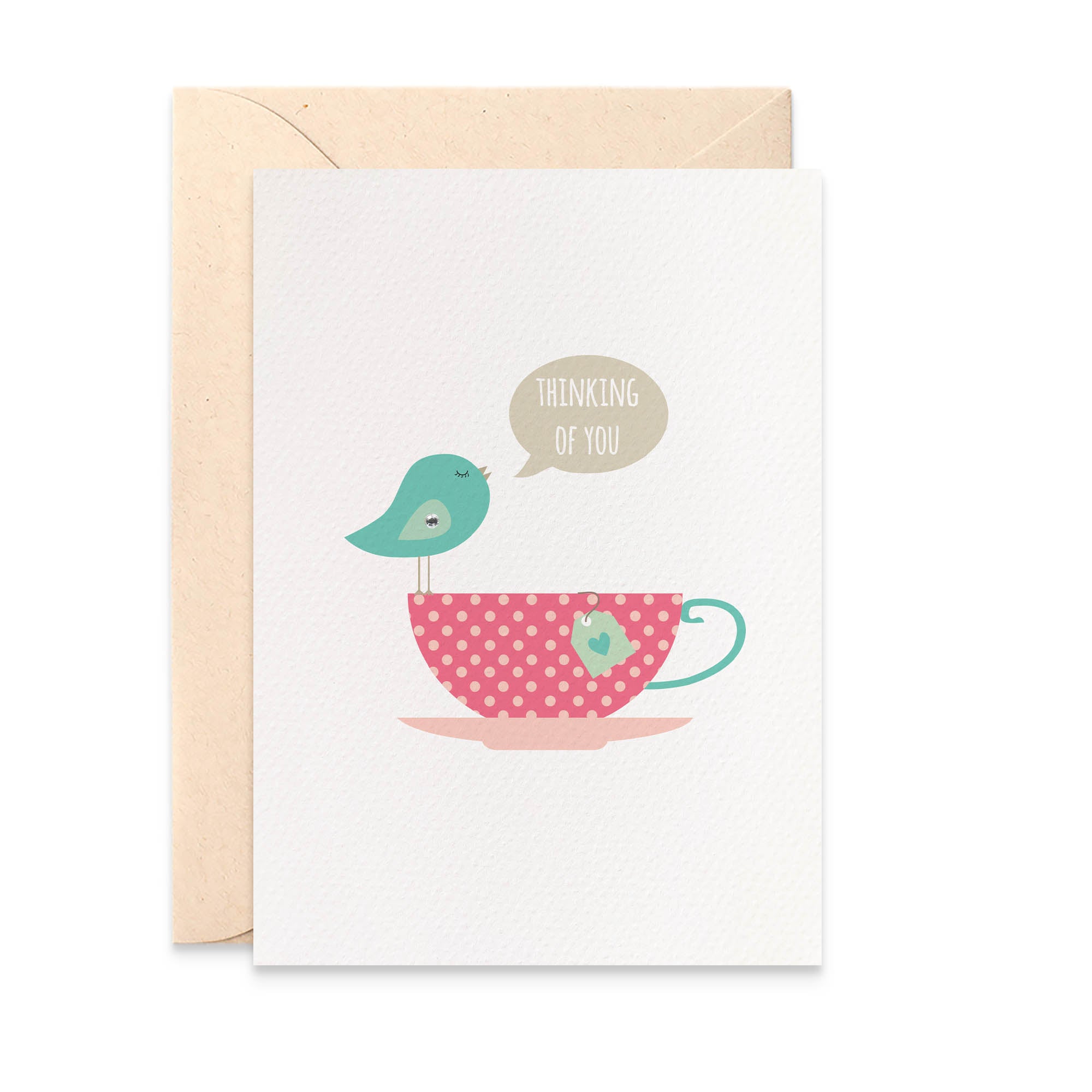 Birdie on Teacup Greeting Card by mumandmehandmadedesigns- An Australian Online Stationery and Card Shop