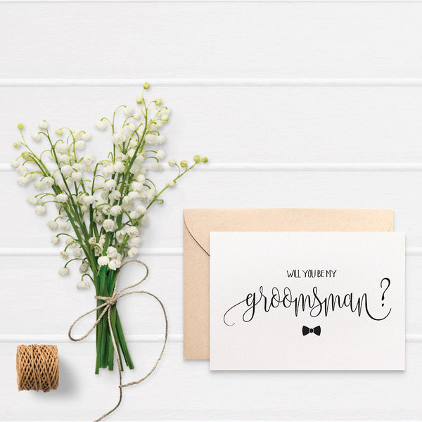 Groomsman Script Greeting Card by mumandmehandmadedesigns- An Australian Online Stationery and Card Shop