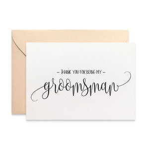 Thank you Groomsman Script Greeting Card by mumandmehandmadedesigns- An Australian Online Stationery and Card Shop
