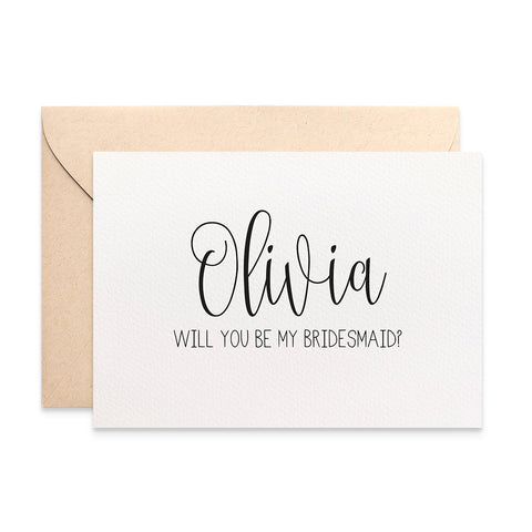 Bridesmaid Card Script Greeting Card by mumandmehandmadedesigns- An Australian Online Stationery and Card Shop