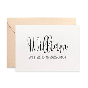 Personalised Groomsman Script Greeting Card by mumandmehandmadedesigns- An Australian Online Stationery and Card Shop