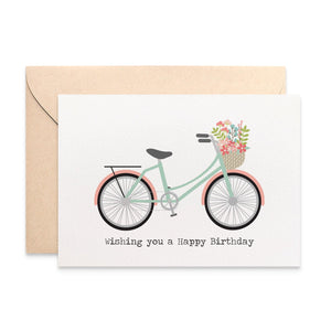 Coral and Mint Bicycle Greeting Card by mumandmehandmadedesigns- An Australian Online Stationery and Card Shop