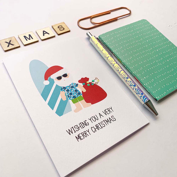 Aussie Santa Greeting Card by mumandmehandmadedesigns- An Australian Online Stationery and Card Shop