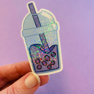 Die Cut Sticker: Holo Bubble Tea