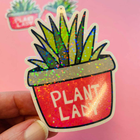 Die Cut Sticker: Holo Plant Lady