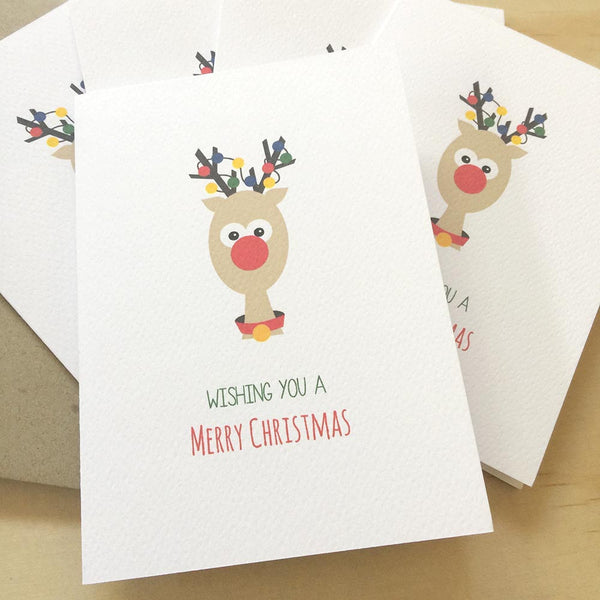 Set of 5 - Reindeer Greeting Cards by mumandmehandmadedesigns- An Australian Online Stationery and Card Shop